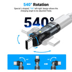 AUFU PD240W USB C to Type C OTG Adapter 540 Rotation 5A Fast Charge Cable Converter for iPhone 16 MacBook Samsung Xiaomi Laptop