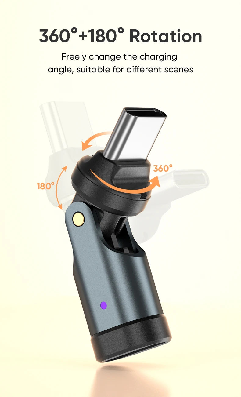 AUFU PD240W USB C to Type C OTG Adapter 540 Rotation 5A Fast Charge Cable Converter for iPhone 16 MacBook Samsung Xiaomi Laptop