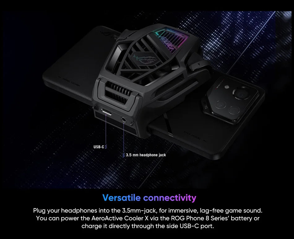 Original ASUS ROG AeroActive Cooler X For Rog 8/8pro, Rog Phone 9/9pro Funcooler Cooling Fan Holder ROG Gaming Phone Accessories