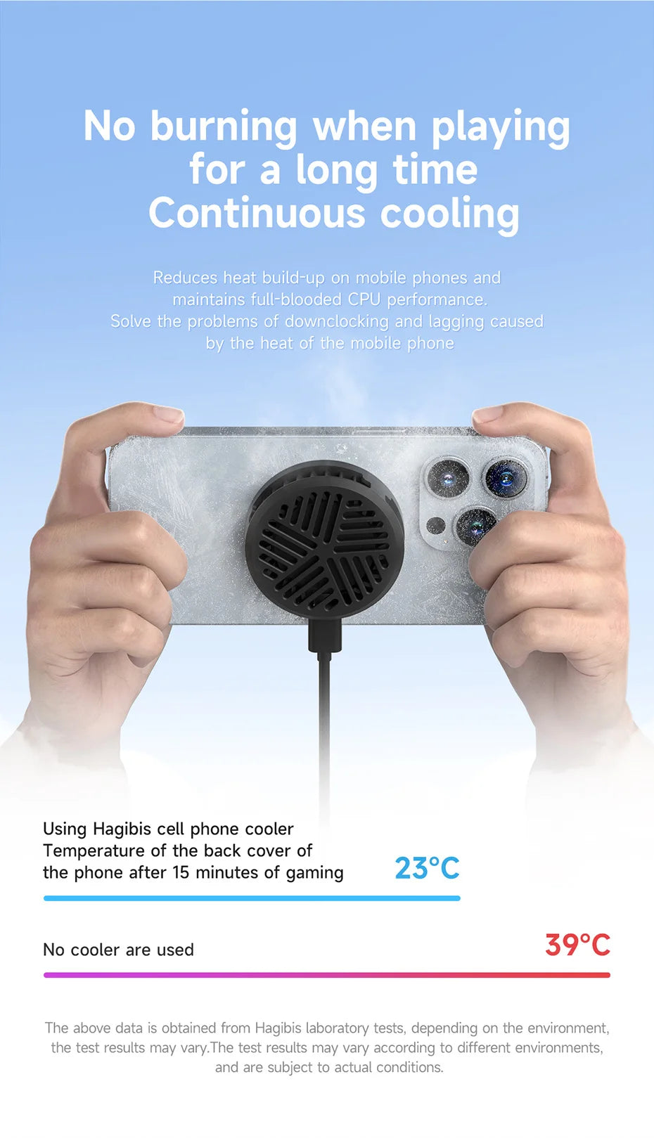 Hagibis Magnetic Cell Phone Cooler Universal Cooling Fan Mobile Phone Radiator for iPhone 17 Pro Black Shark Gaming Live Stream