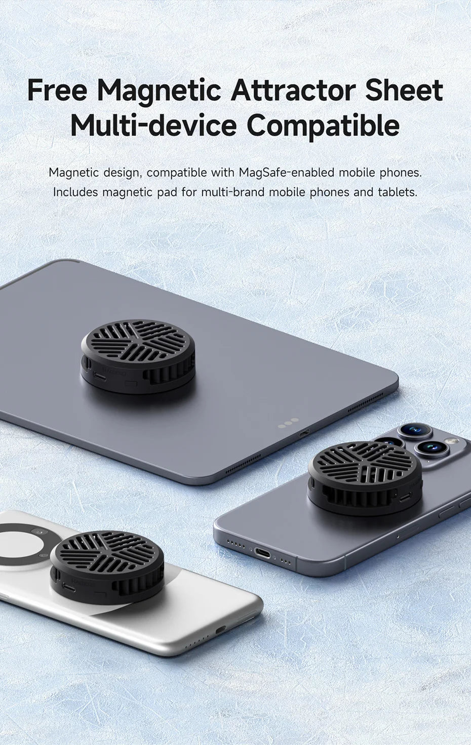 Hagibis Magnetic Cell Phone Cooler Universal Cooling Fan Mobile Phone Radiator for iPhone 17 Pro Black Shark Gaming Live Stream