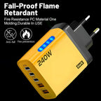 240W GaN USB C Charger 5 in 1 Fast Charging Phone Charger Power Adapter For iPhone Samsung Xiaomi Type C EU/US Plug Wall Charger