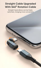 AUFU PD240W USB C to Type C OTG Adapter 540 Rotation 5A Fast Charge Cable Converter for iPhone 16 MacBook Samsung Xiaomi Laptop