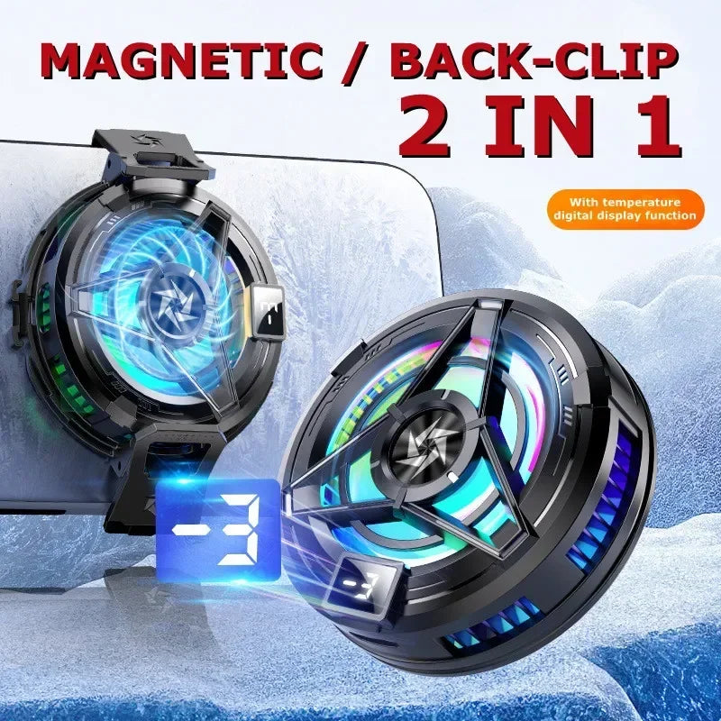SL17 Magnetic Phones Cooler Back-Clip 2 in 1 Game Cooler Semiconductor Fast Phone Cooling Fan for IOS Android Phone