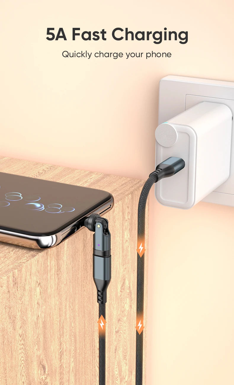 AUFU PD240W USB C to Type C OTG Adapter 540 Rotation 5A Fast Charge Cable Converter for iPhone 16 MacBook Samsung Xiaomi Laptop