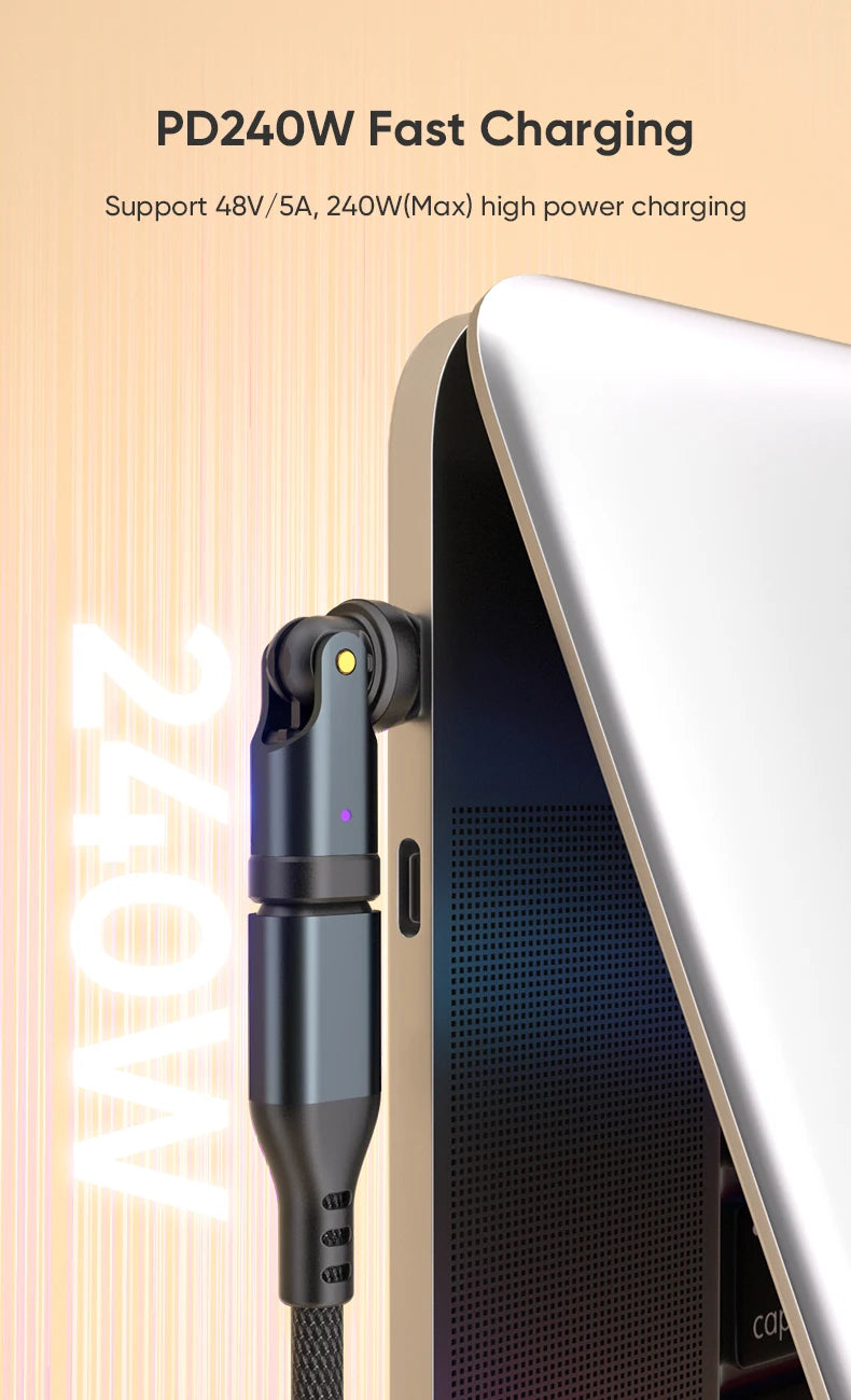AUFU PD240W USB C to Type C OTG Adapter 540 Rotation 5A Fast Charge Cable Converter for iPhone 16 MacBook Samsung Xiaomi Laptop