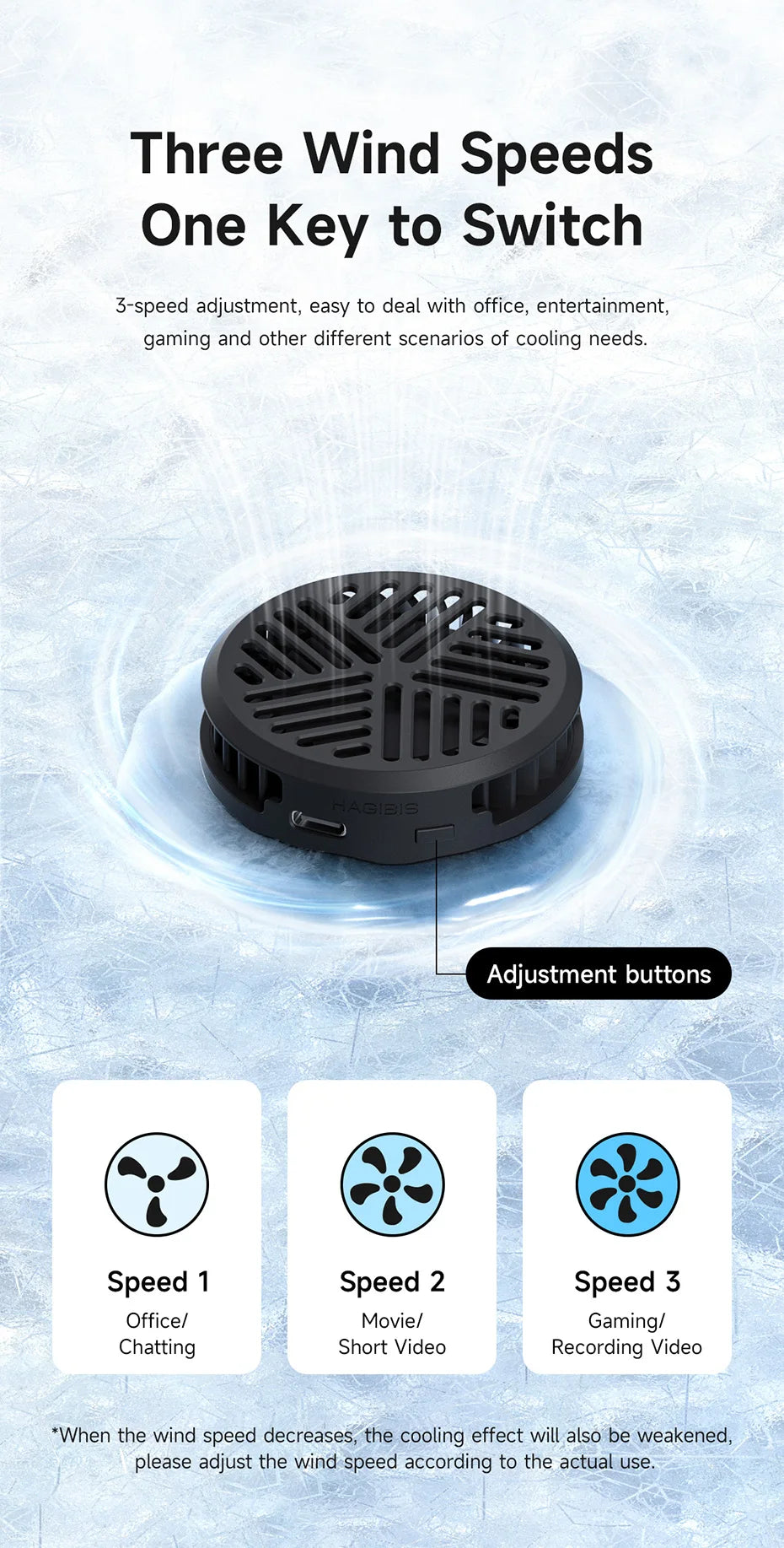 Hagibis Magnetic Cell Phone Cooler Universal Cooling Fan Mobile Phone Radiator for iPhone 17 Pro Black Shark Gaming Live Stream